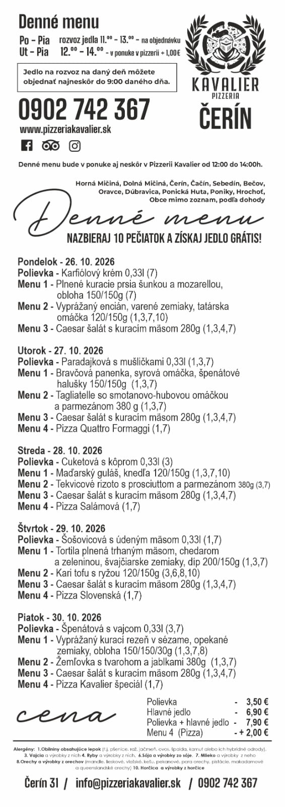 Menu kavalier